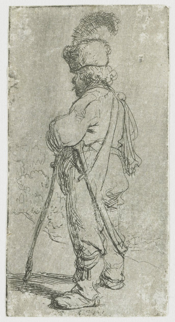 Polander Leaning on a Stick by Rembrandt van Rijn