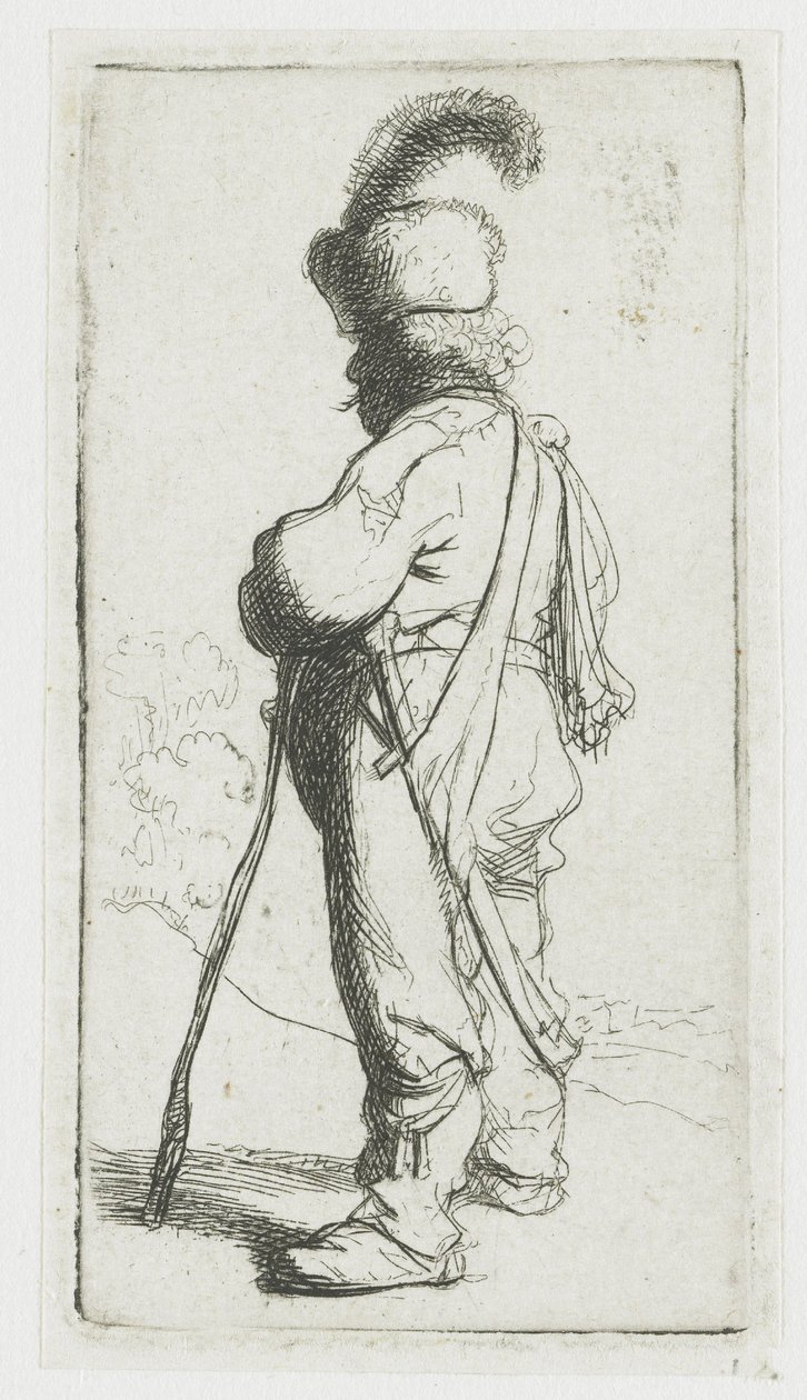 Polander Leaning on a Stick by Rembrandt van Rijn