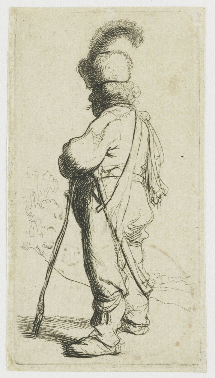 Polander Leaning on a Stick by Rembrandt van Rijn