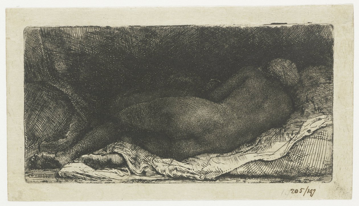 Reclining Female Nude by Rembrandt van Rijn