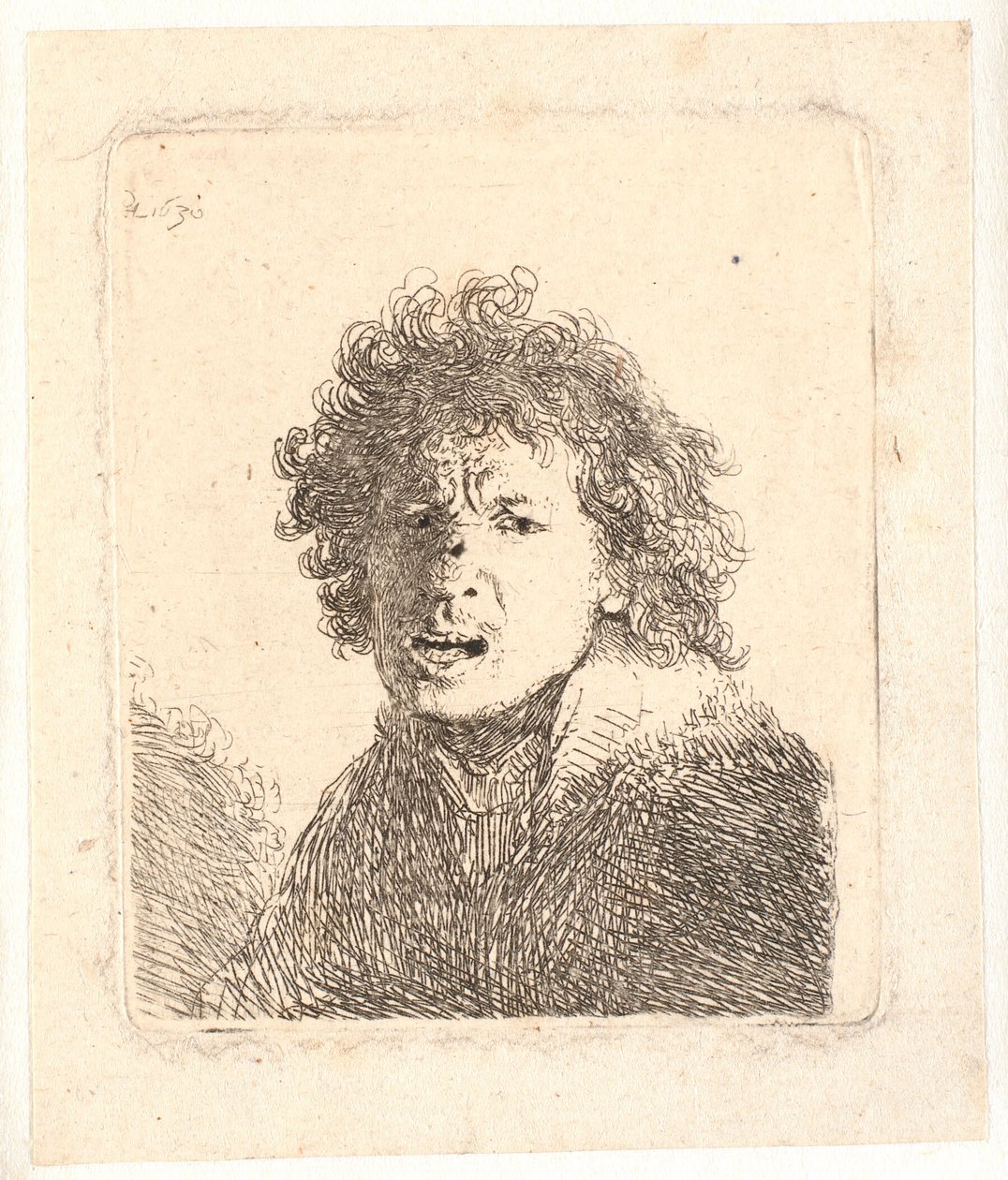Rembrandt Bareheaded and Open-Mouthed, as if Shouting: Bust by Rembrandt van Rijn