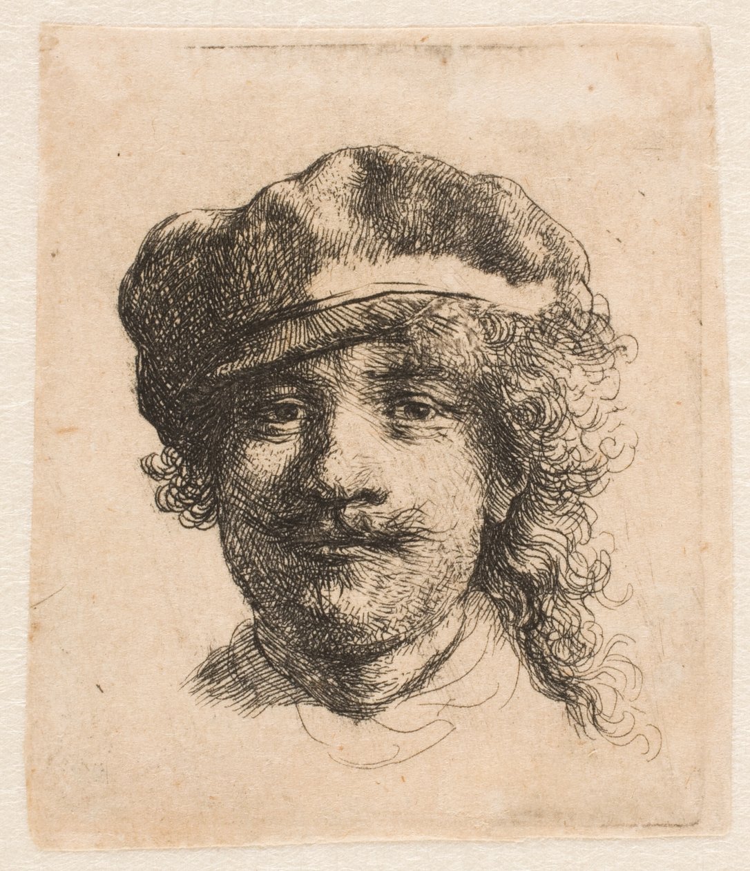 Rembrandt Wearing a Soft Cap: Full Face: Head Only by Rembrandt van Rijn
