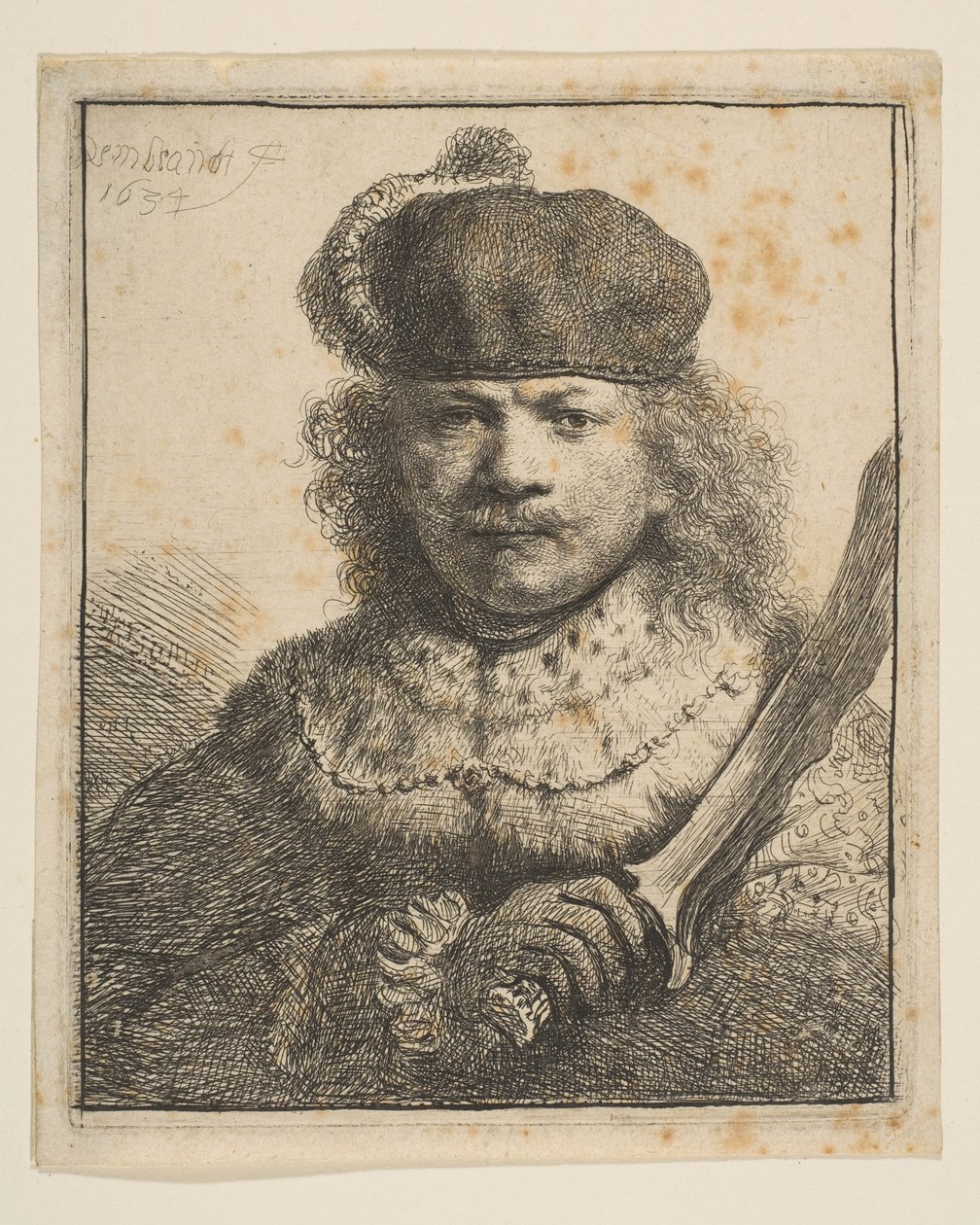 Rembrandt with Raised Sabre, 1634 by Rembrandt van Rijn