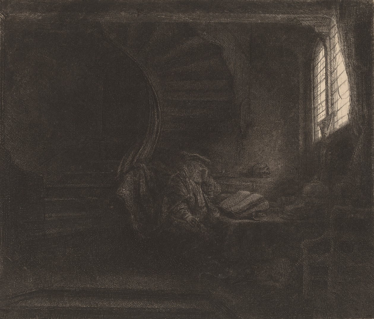 Saint Jerome in a Dark Chamber by Rembrandt van Rijn