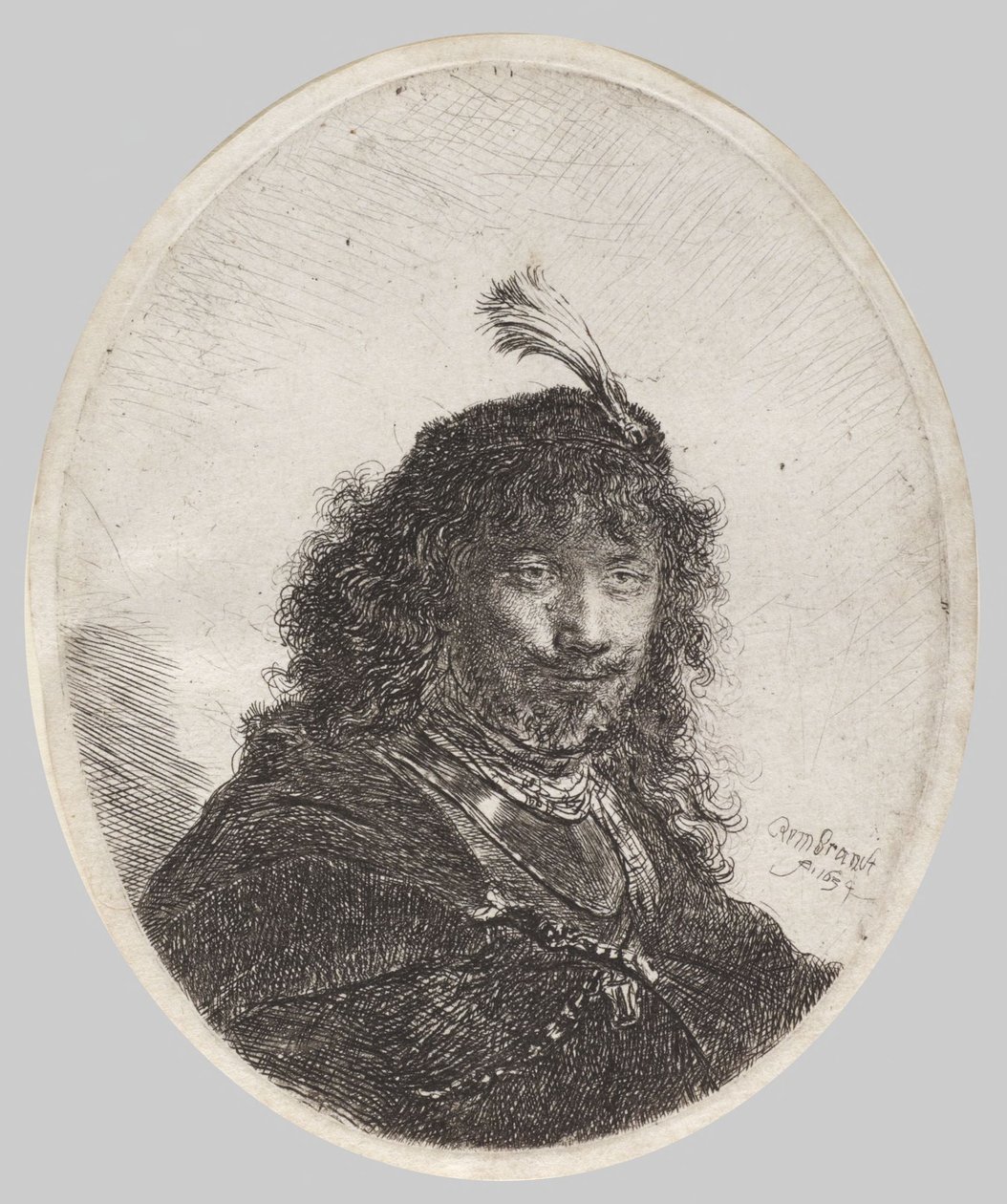 Self-portrait with Plumed Cap and Lowered Sabre by Rembrandt van Rijn