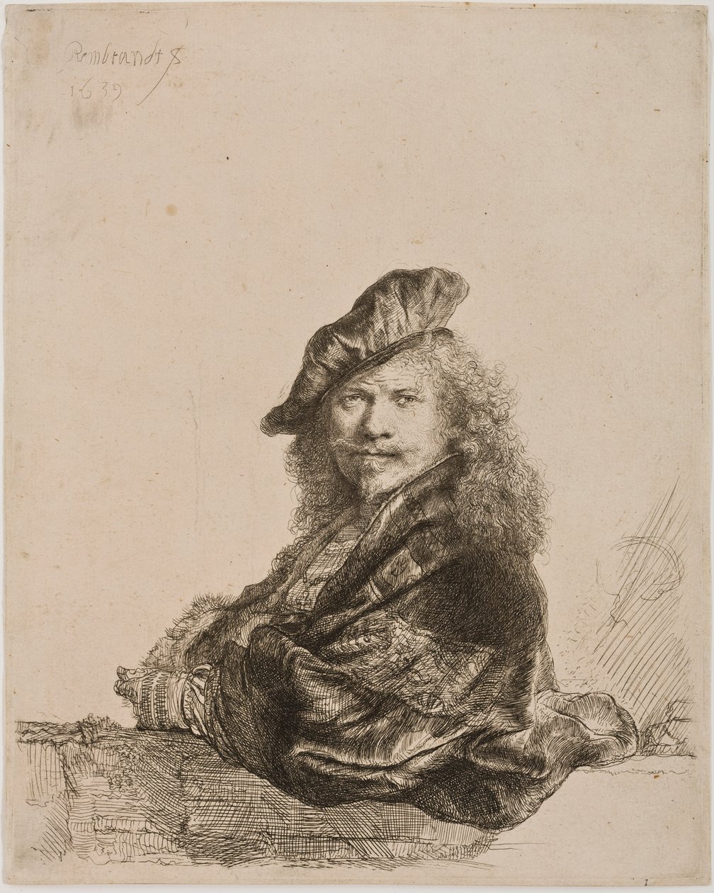 Self portrait leaning on a window sill, 1639 by Rembrandt van Rijn