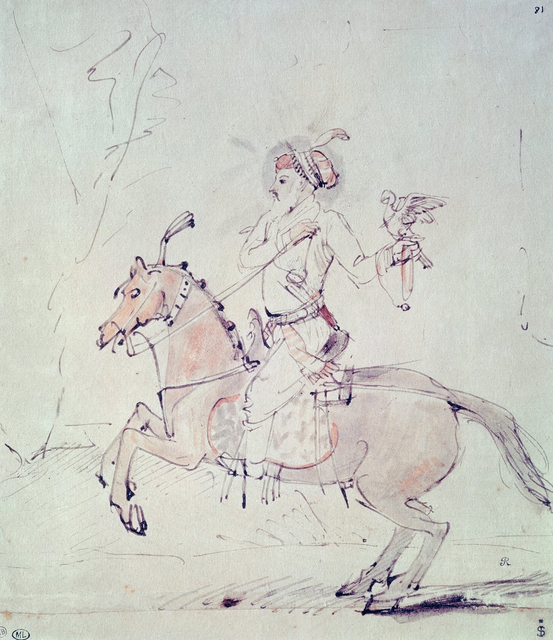 Shah Jehan with Falcon on Horseback by Rembrandt van Rijn