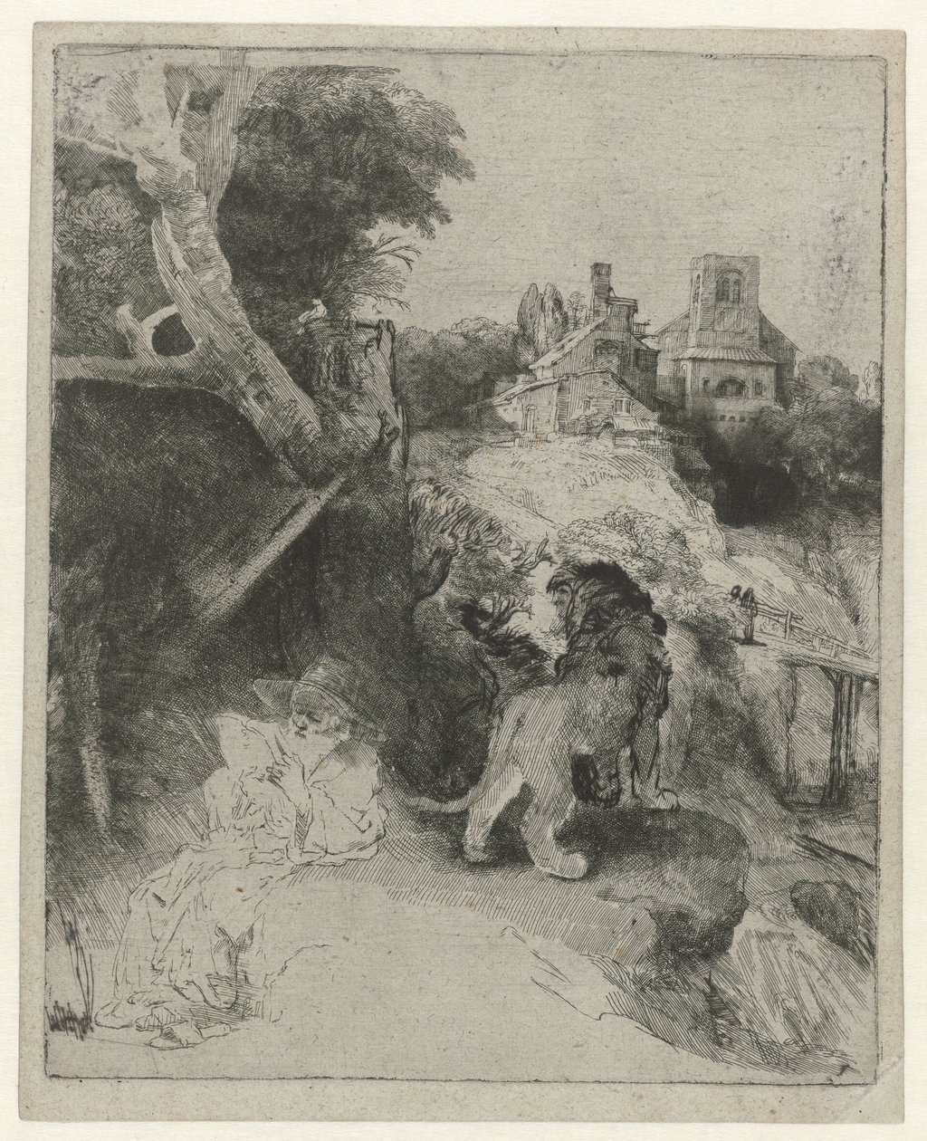 St Jerome Reading in an Italian Landscape by Rembrandt van Rijn