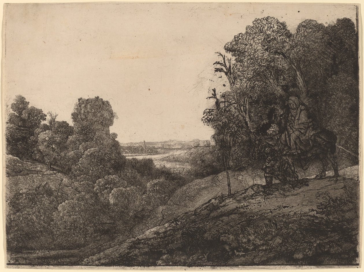 The Flight into Egypt: Altered from Seghers by Rembrandt van Rijn