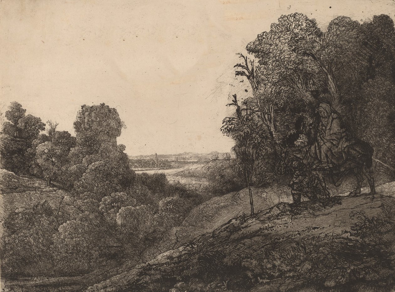 The Flight into Egypt: Altered from Seghers by Rembrandt van Rijn