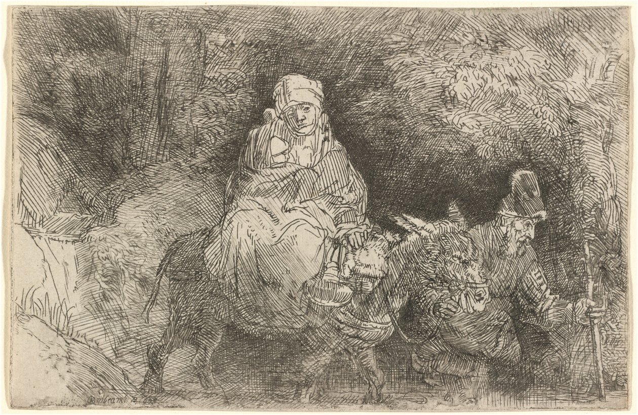 The Flight into Egypt: Crossing a Brook by Rembrandt van Rijn