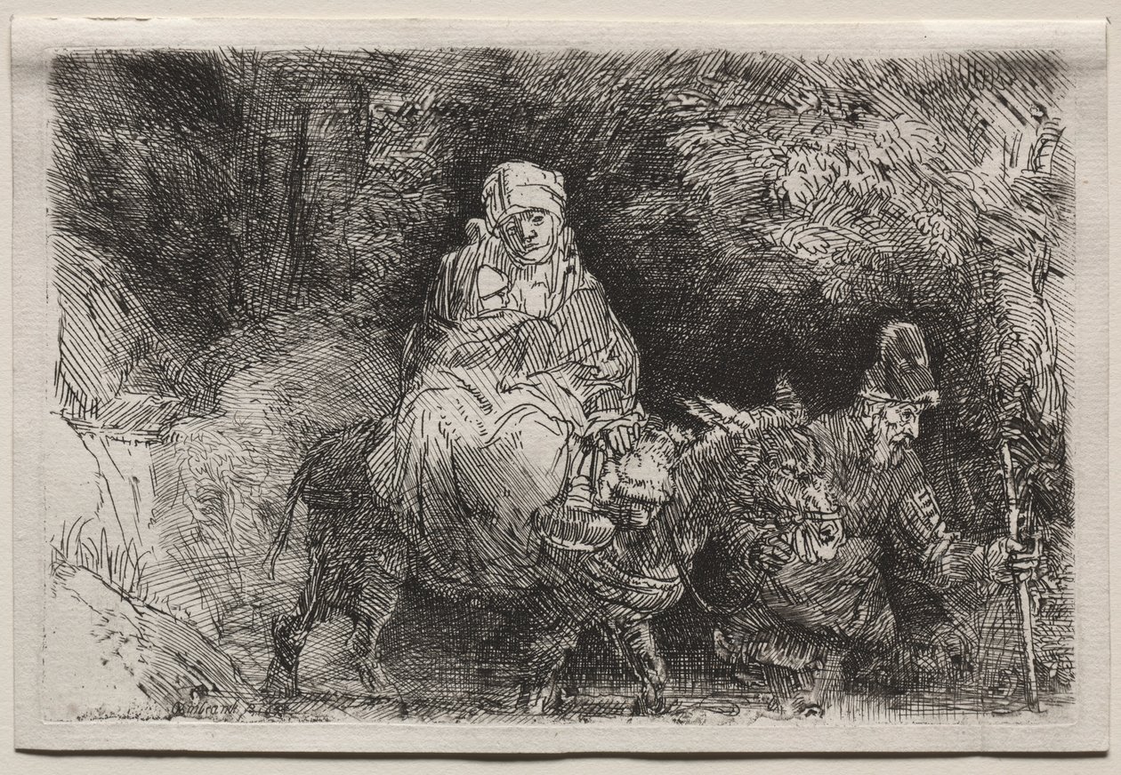 The Flight into Egypt: Crossing a Brook by Rembrandt van Rijn