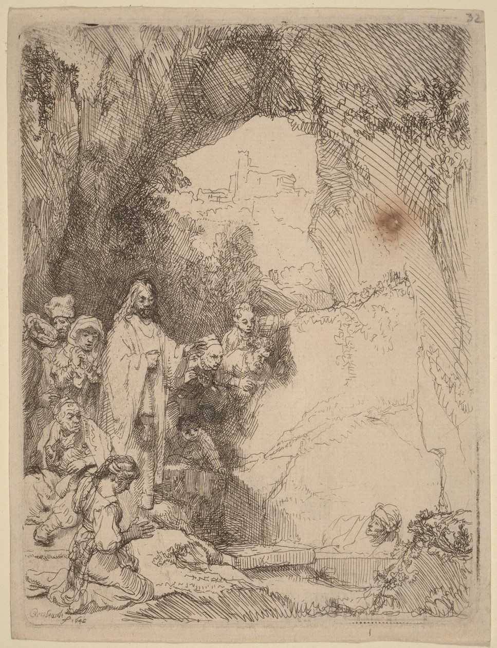 The Raising of Lazarus: Small Plate by Rembrandt van Rijn