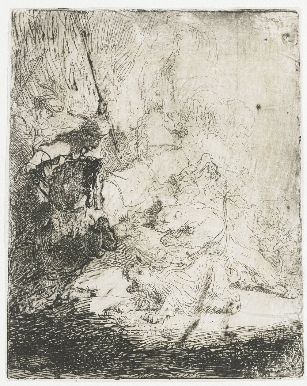 The Small Lion Hunt with Two Lions by Rembrandt van Rijn