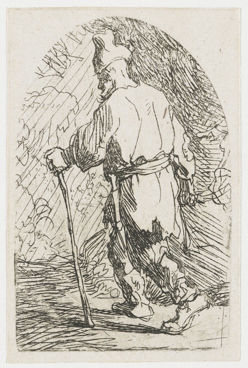 The Flight into Egypt: A Sketch: St Joseph by Rembrandt van Rijn