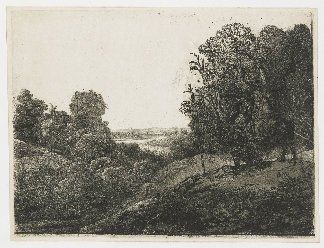 The Flight into Egypt (altered plate from Seghers) by Rembrandt van Rijn