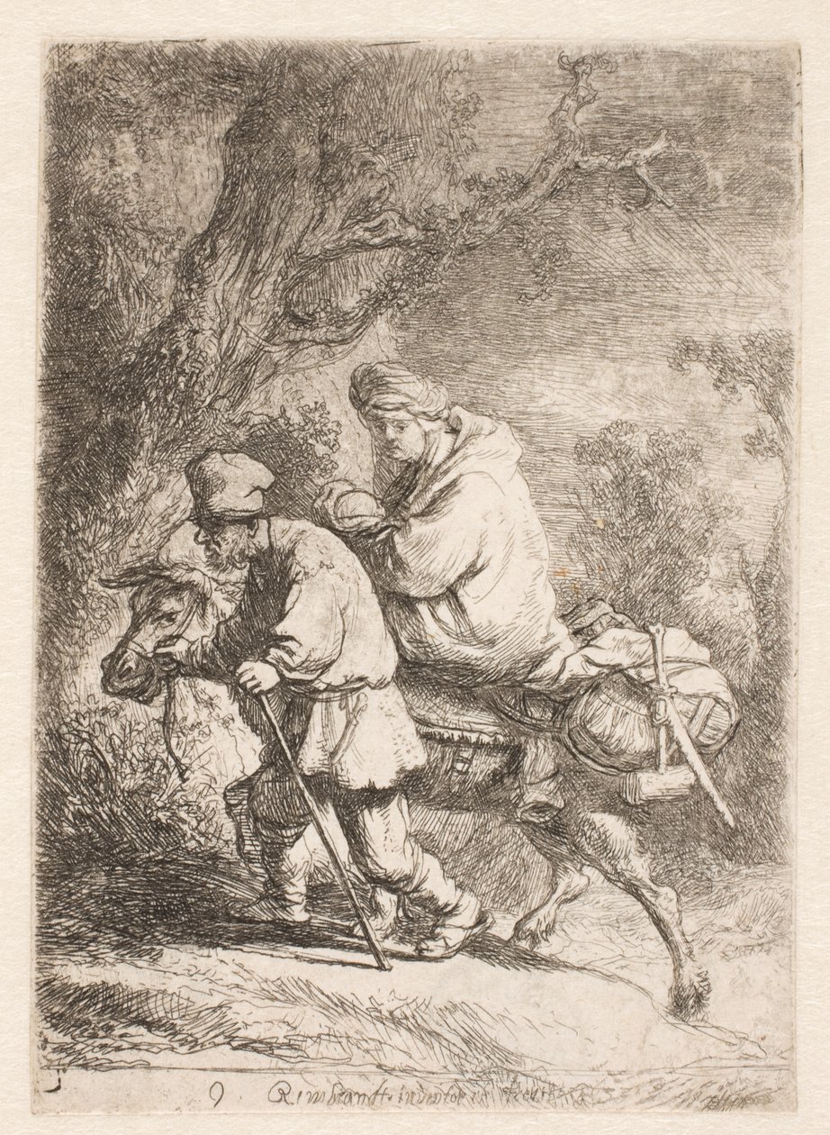 The Flight into Egypt: Small Plate by Rembrandt van Rijn