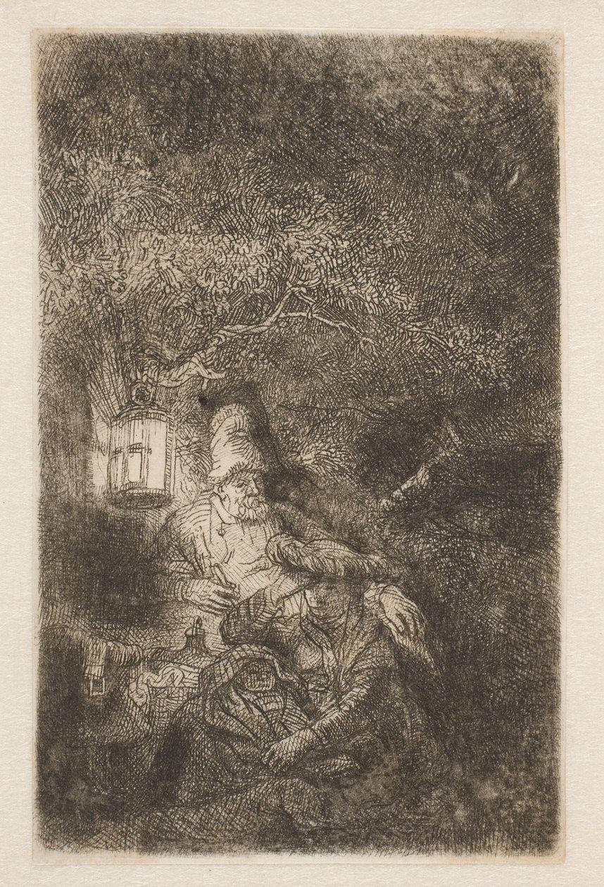 The Rest on the Flight: A Night Piece by Rembrandt van Rijn