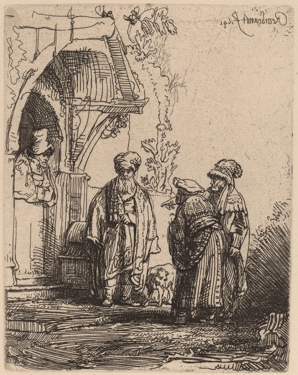 Three Oriental Figures (Jacob and Laban?) by Rembrandt van Rijn