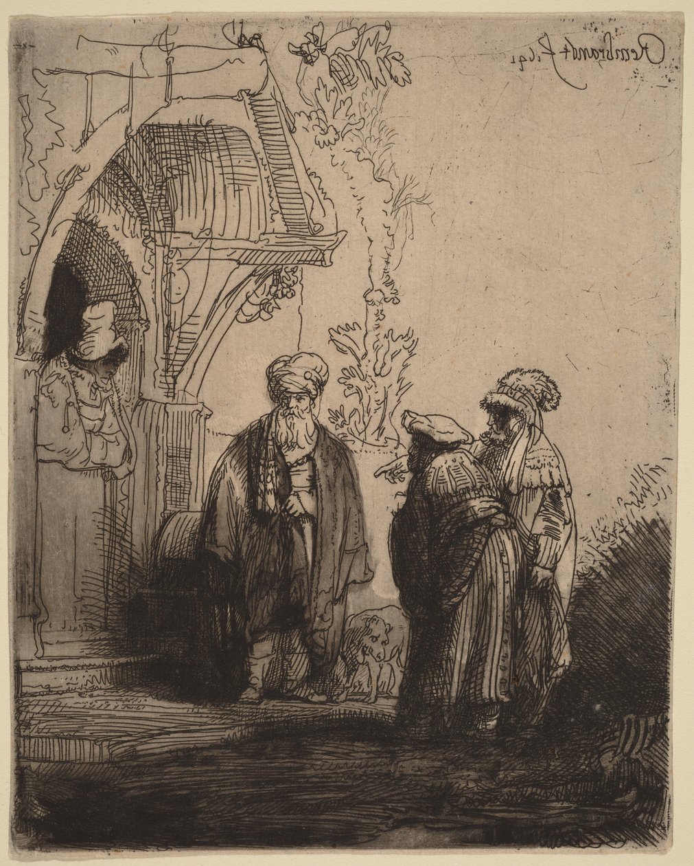 Three Oriental Figures (Jacob and Laban?) by Rembrandt van Rijn