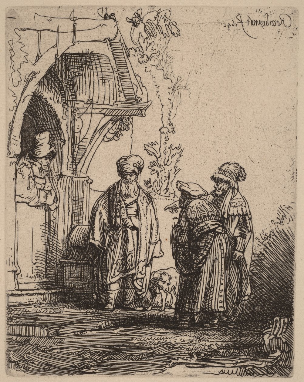 Three Oriental Figures (Jacob and Laban?) by Rembrandt van Rijn
