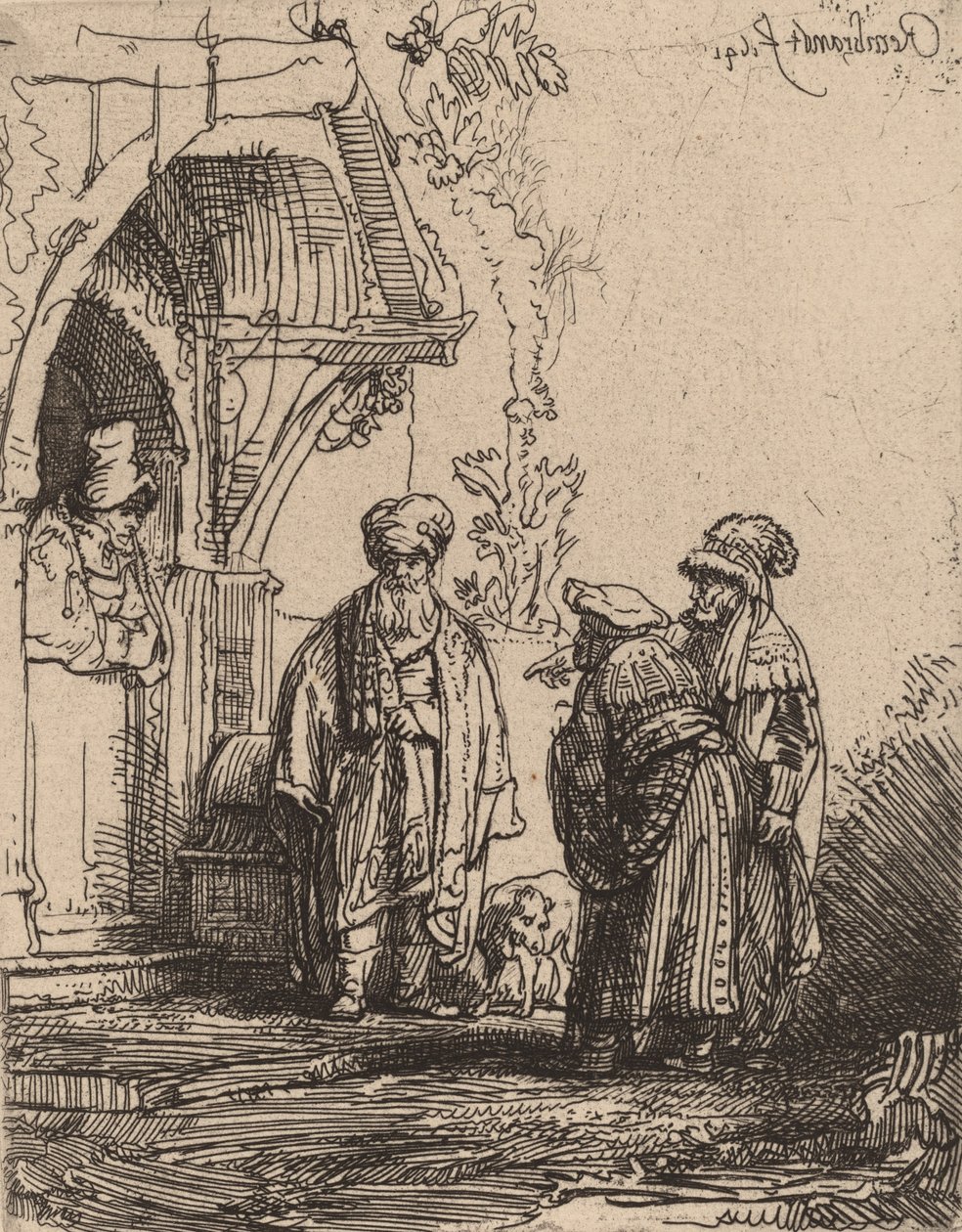Three Oriental Figures Jacob and Laban by Rembrandt van Rijn