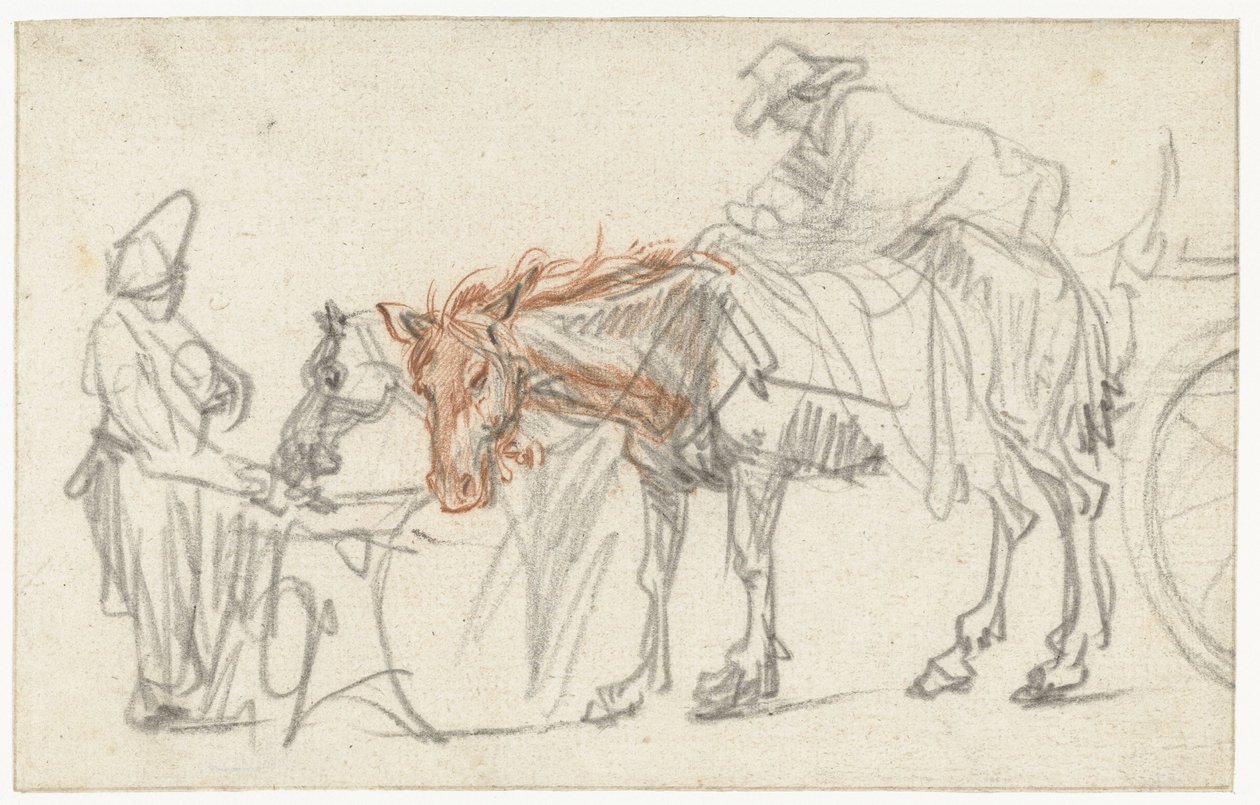 Two Horses at a Halting-place by Rembrandt van Rijn