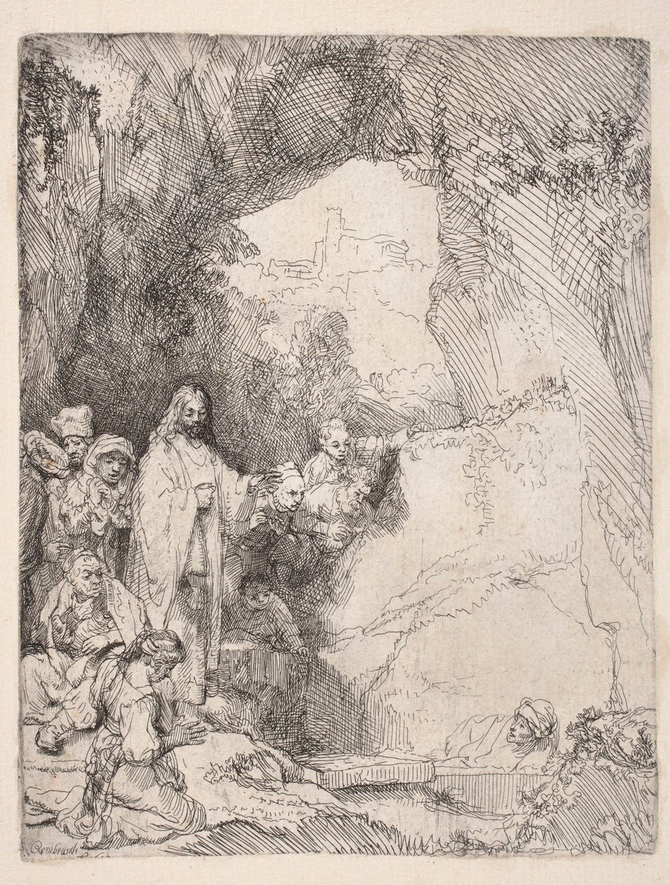 The Raising of Lazarus (Small Plate) by Rembrandt van Rijn