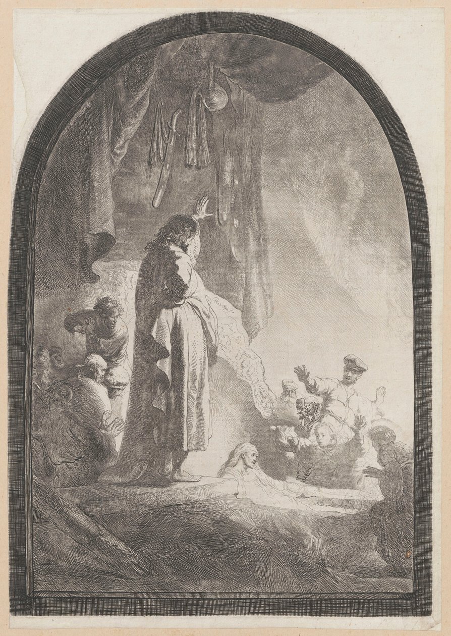 The Raising of Lazarus (large plate) by Rembrandt van Rijn