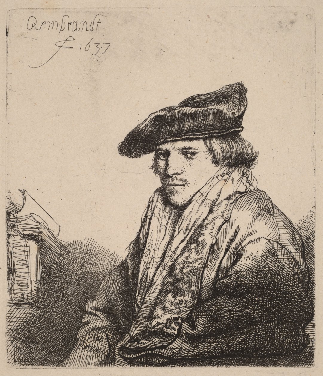 Young Man in a Velvet Cap (Petrus Sylvius?) by Rembrandt van Rijn