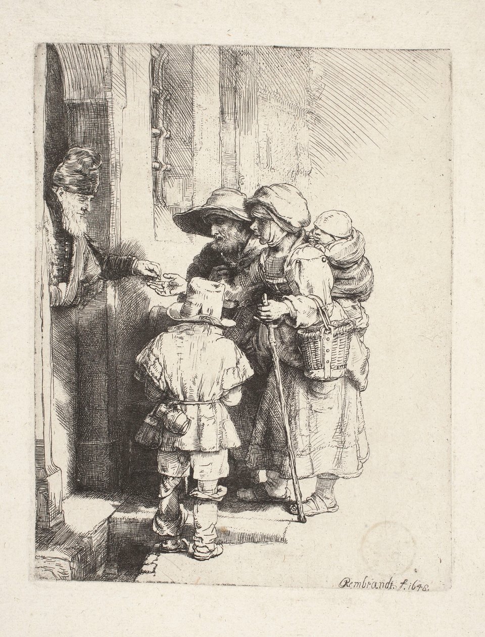 Beggars Receiving Alms at the Door by Rembrandt van Rijn