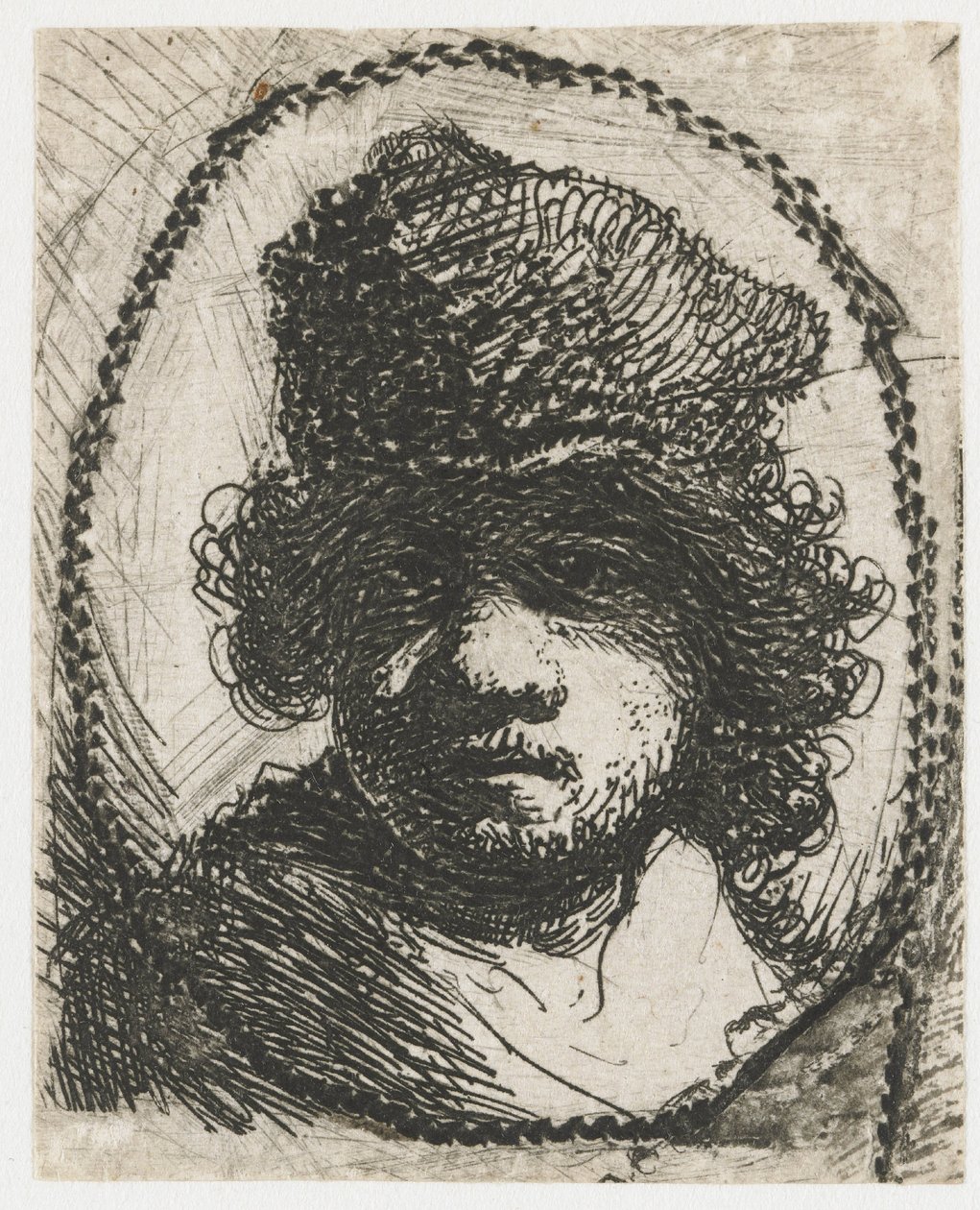 Self-Portrait with Fur Hat by Rembrandt van Rijn