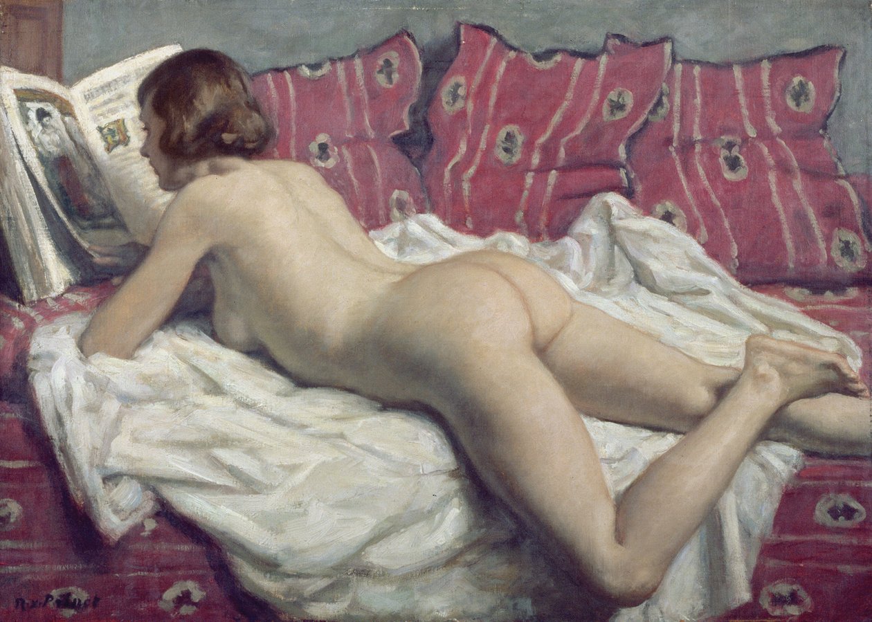 Nude on a Pink Divan by René François Xavier Prinet