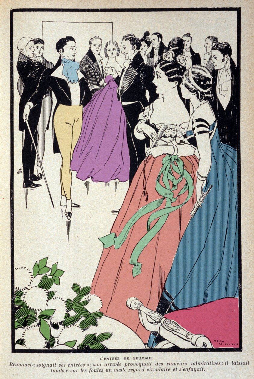 Representation of Beau Brummell (George Bryan Brummell) (1778-1840) During a Worldly Reception. Illustration by Rene Vincent (1879-1936) by Rene Vincent