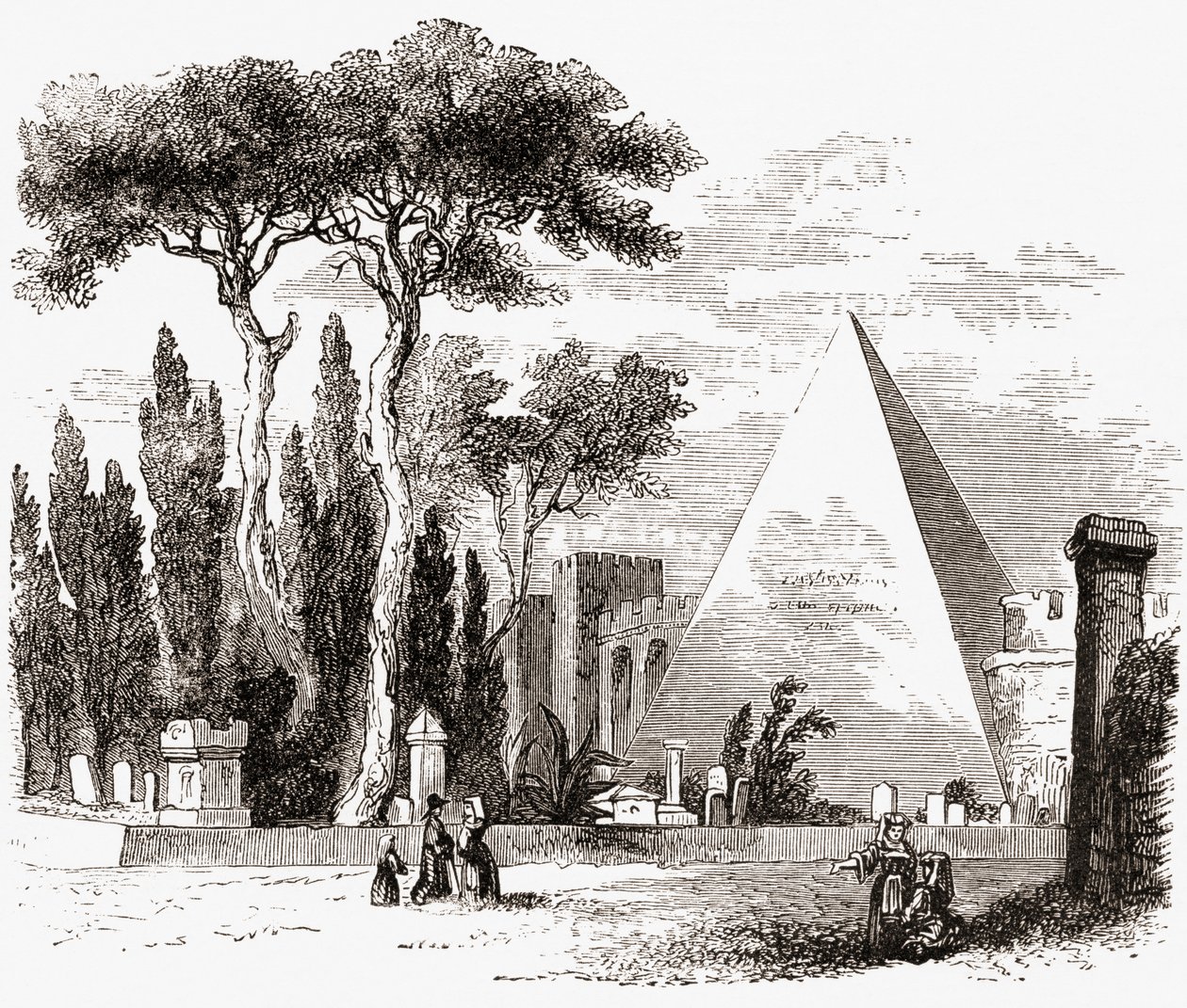 The Protestant Cemetery and The Pyramid of Cestius, Rome, Italy in the ...