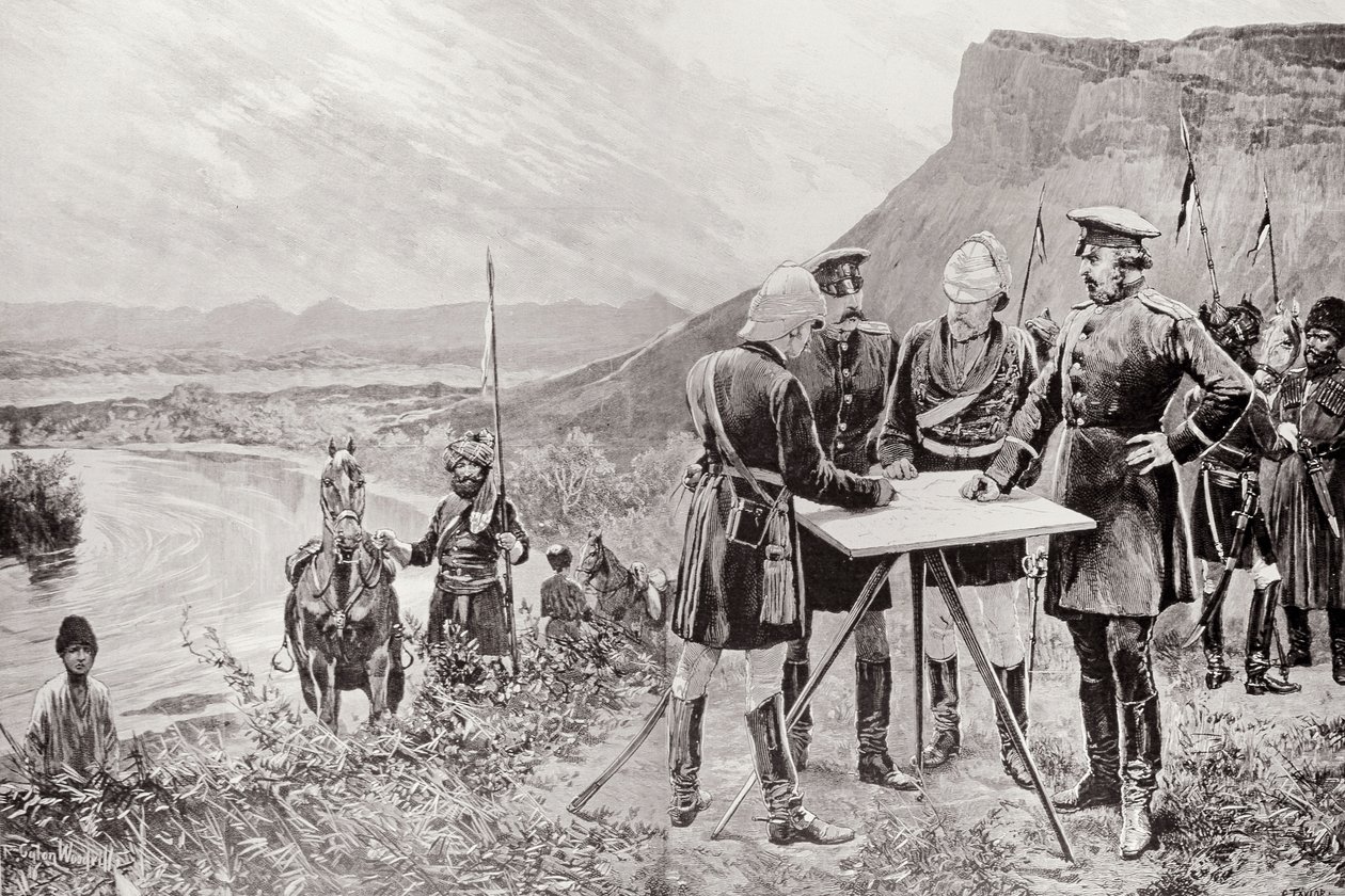 The Afghan Boundary Commission: The Russian and British Commissioners at Zulfikar, Fixing the Site of the First Boundary Post, 12th November by Richard Caton Woodville junior