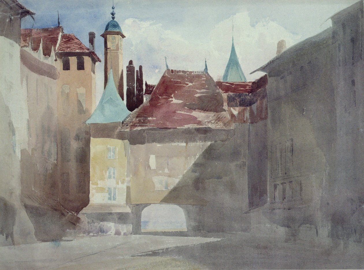 La Place du Molard, Geneva by Richard Parkes Bonington