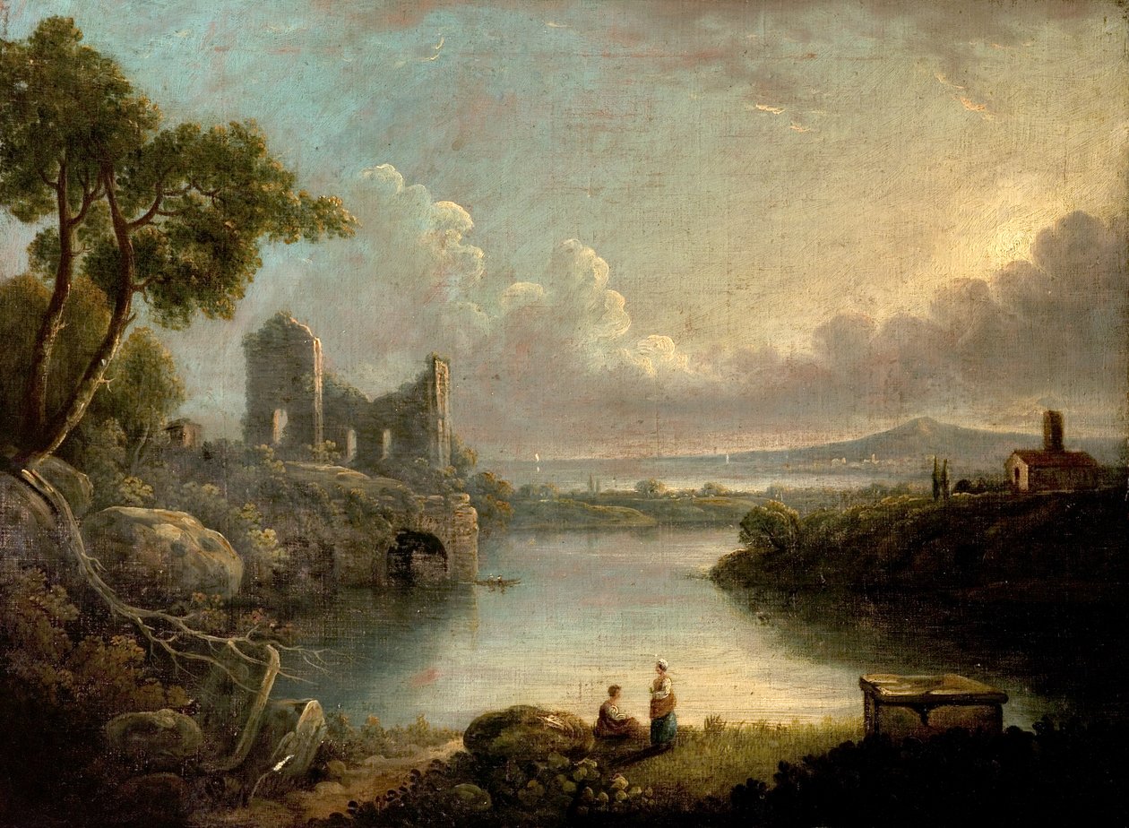 River Scene with Sea and Classical Ruins by Richard Wilson
