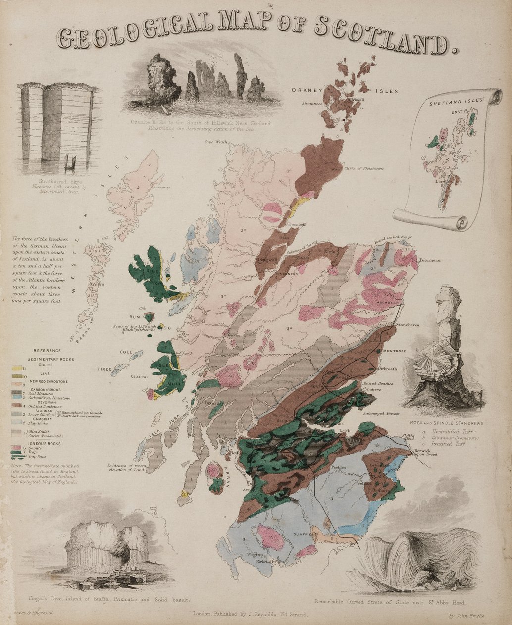 Geological Map of Scotland, c 1850s by John Pardon