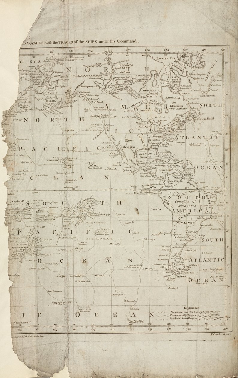 Map of Cook's Voyages by John Pardon: Buy fine art prints