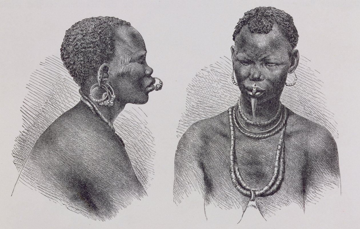 Moru woman with lip ornament, from 