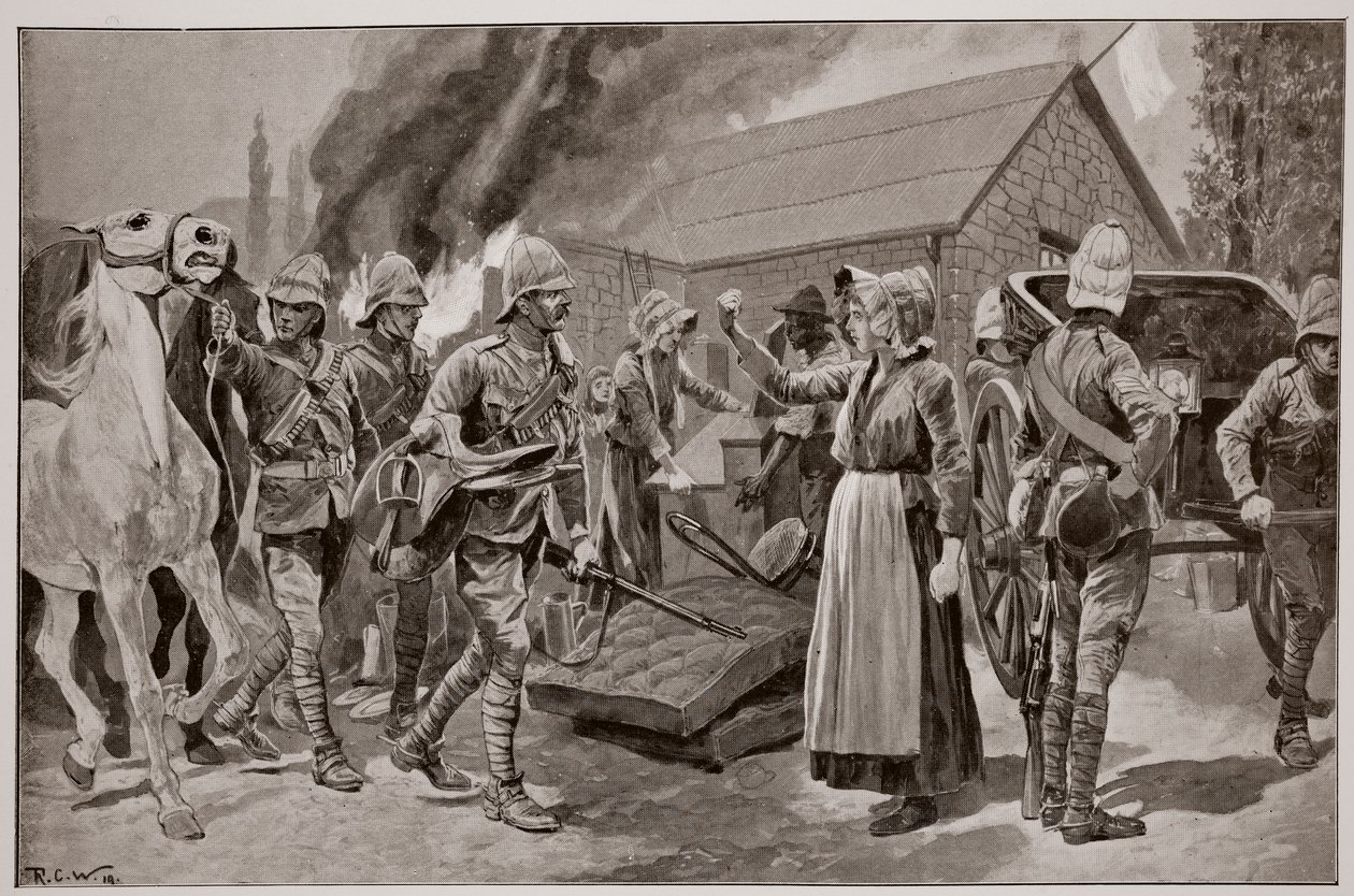 Burning the Farm of a Treacherous Burgher, After a Sketch by Melton Prior by Richard Caton Woodville junior