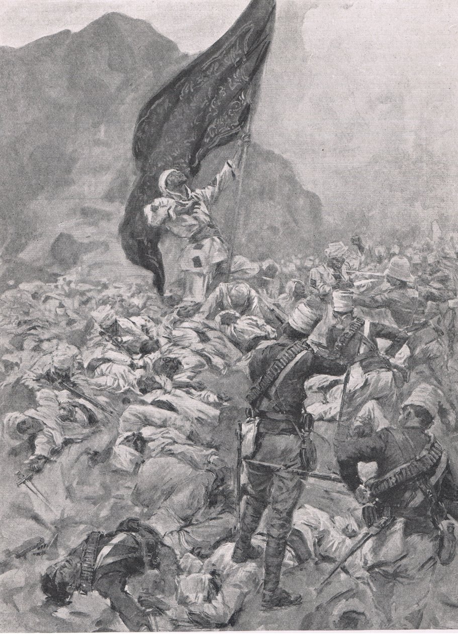 Omdurman: The Last Bearer of the Black Flag, 2nd September 1898 (Illustration from British Battles on Land and Sea, 1915) by Richard Caton Woodville junior