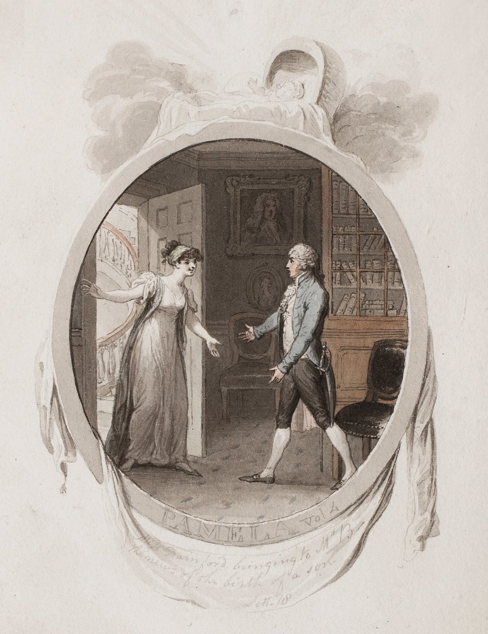 Miss Darnford Bringing to Mr. B the News of the Birth of a Son, Illustration for 
