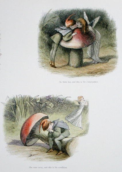 He finds her, and this is the consequence, and She runs away and this is his condition, illustrations from 