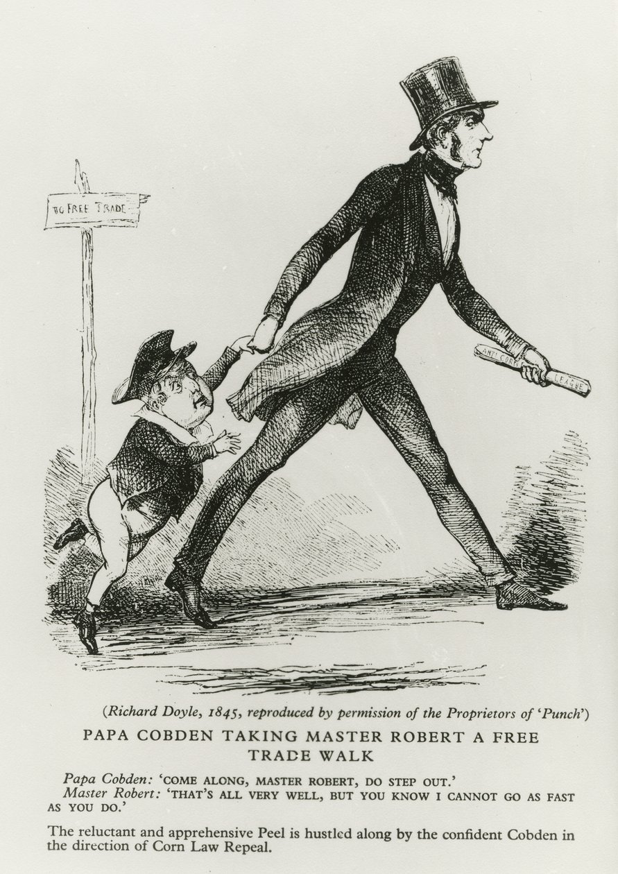 Papa Cobden Taking Master Robert a Free Trade Walk, 1845 by Richard Doyle