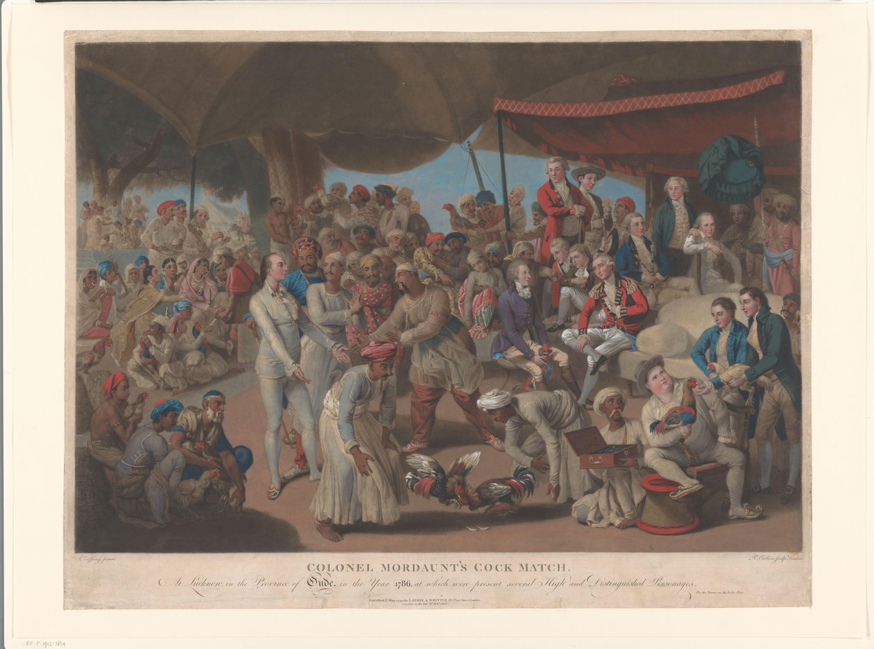 John Mordaunt and Asaf-ud-Daula Watching a Cockfight by Richard Earlom