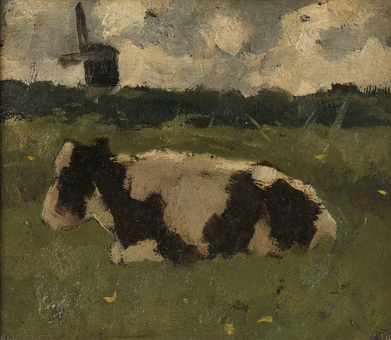Resting Cow with a Mill by Richard Nicolaus Holst Roland