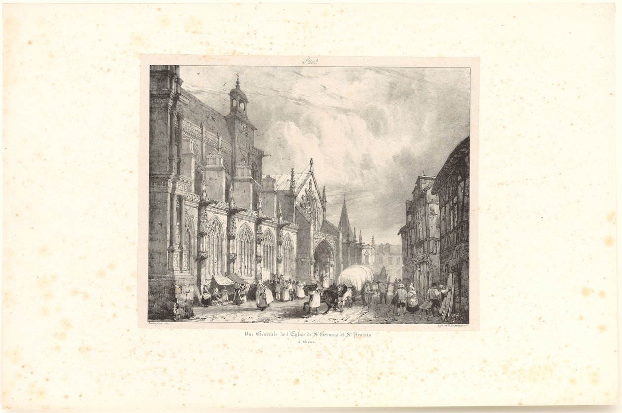 View of the Church of Saint-Gervais-et-Saint-Protais in Gisors, from the series "Picturesque and Romantic Journeys in Old France" by Richard Parkes Bonington