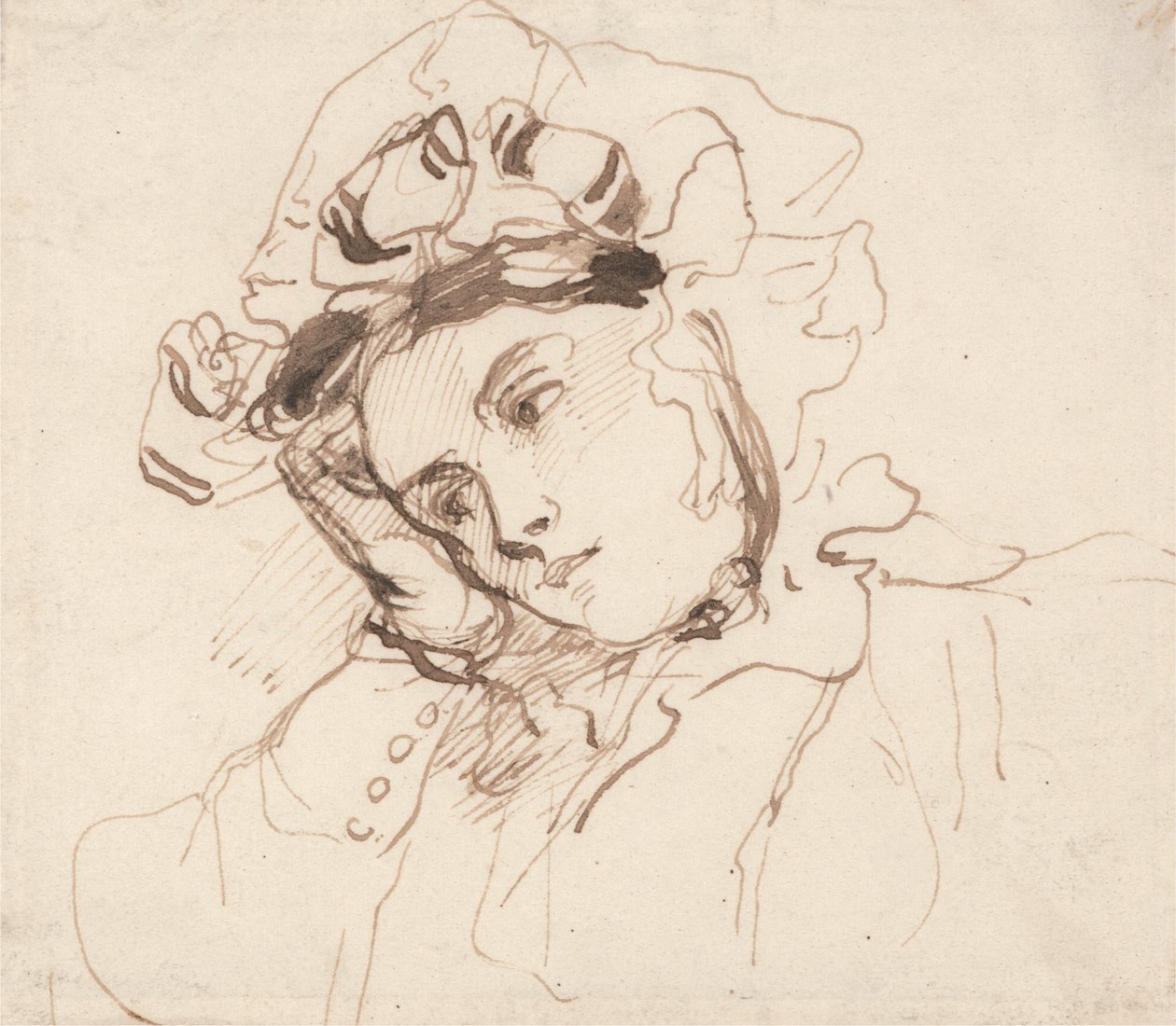 Study of a Woman with her Head on her Hand by Richard Parkes Bonington